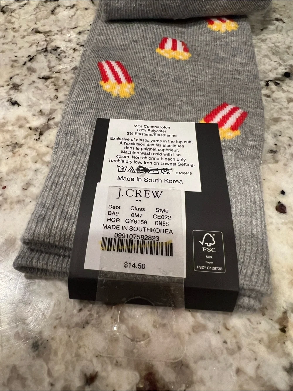 J. Crew Gray Crew Socks with Popcorn Pattern